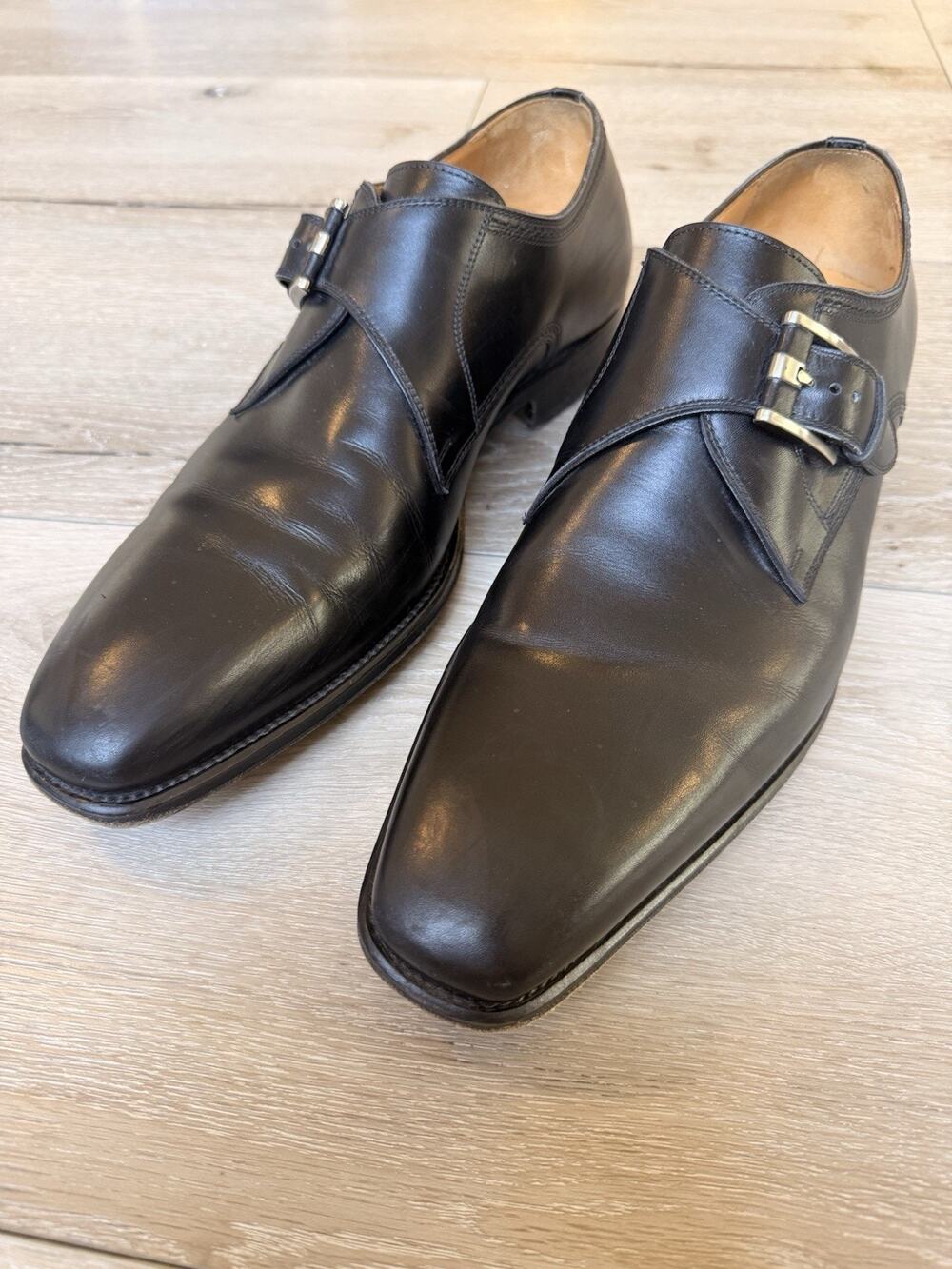 Magnanni MARCO CUERO Single Monk Strap Size 11 Black Leather